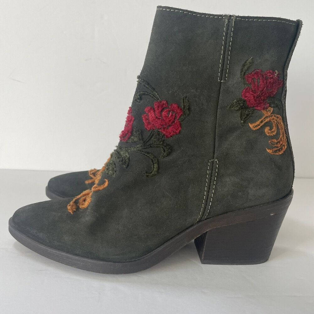 MALA VITA Piper and Pine Boots Women's 8/38 Green Suede Ankle Bootie {Sundance}